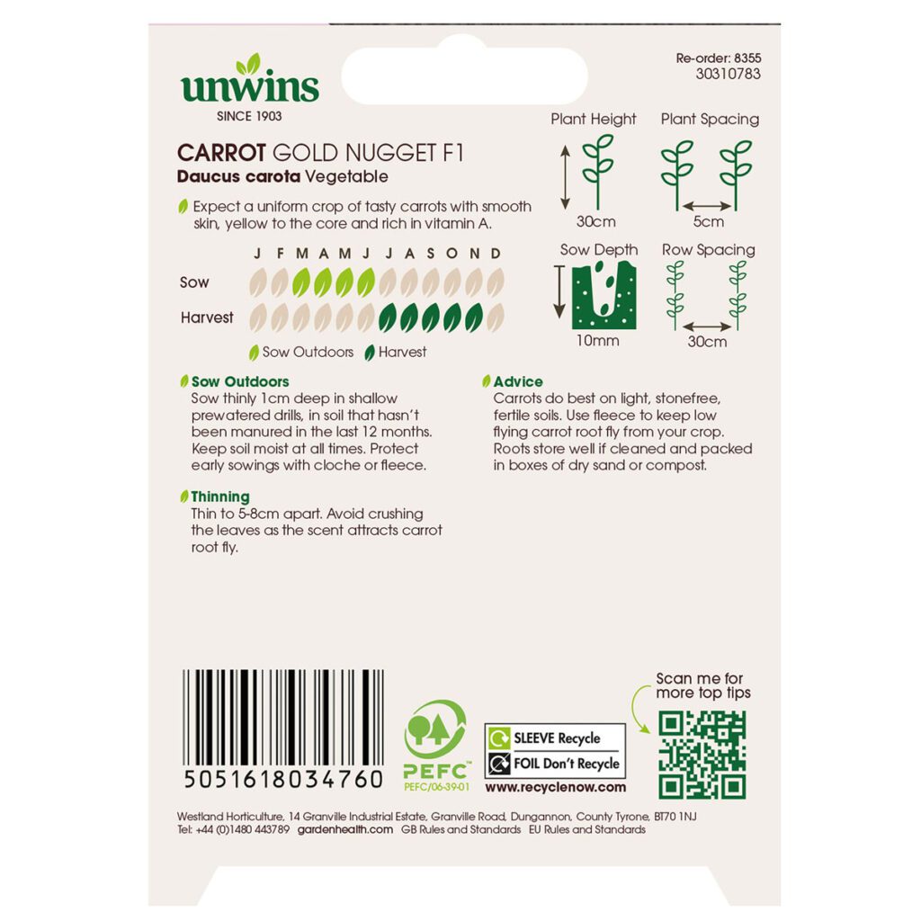 Unwins Carrot Gold Nugget Seeds 5051618034760 2